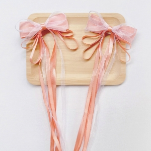 Girl Hair Clip Bow Sheer CNY Pair (GHP6390)